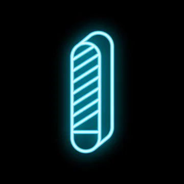Blue neon light glowing bread loaf icon illustration on black background Stockillustratie