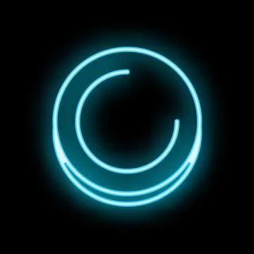 Blue neon light glowing circle on black background Stock Illustration
