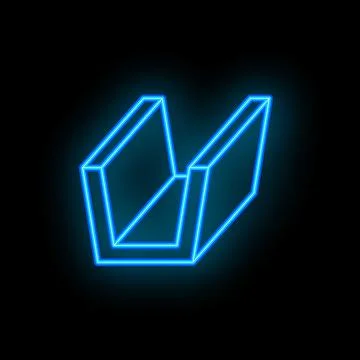 Blue neon light is glowing in a rectangle shape creating an abstract illustra Stock Illustration