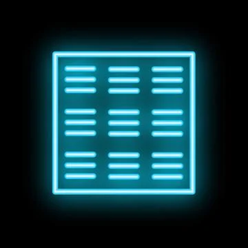 Blue neon light glowing spreadsheet icon graphic Stock Illustration