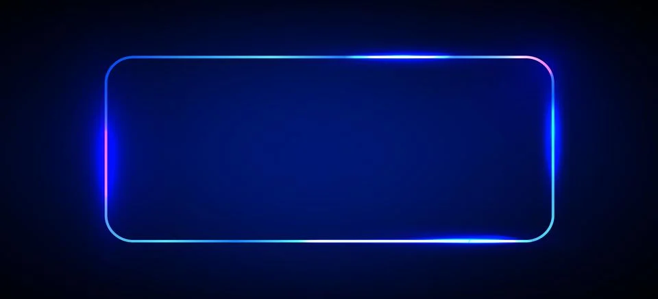 Blue neon light rectangle frame glow background Stock Illustration