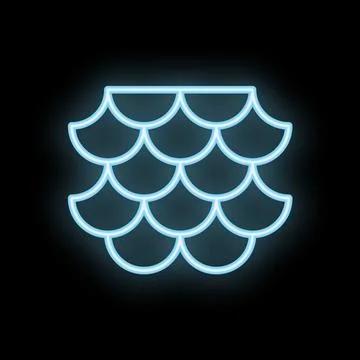 Blue neon light showing fish scales on black background Stock Illustration