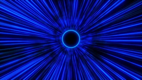 Blue Neon Light Speed Tunnel with Glowing Circle Video Motion Background 스톡 동영상 336302955