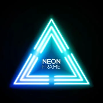 Blue neon light triangle. Gradient techno frame. Stock Illustration