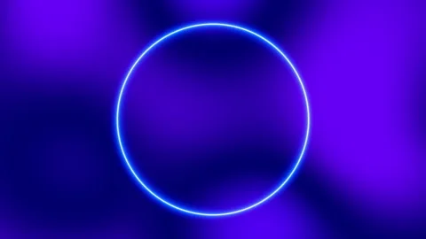 Blue neon light trl circle on blue background. Endless circular loop pattern Stock Footage 347701677