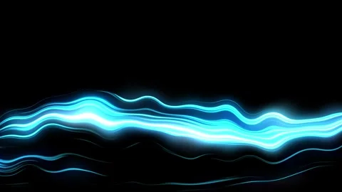 Blue Neon Light Waves Abstract Background ​Wavy Light Stream 動画素材 323697665