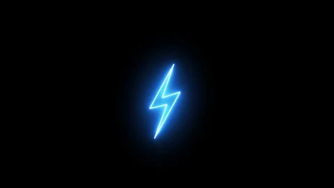Blue neon lightning bolt, glowing sign. Flash icon. Charge flash icon. Thun.. Stock Footage 291941060