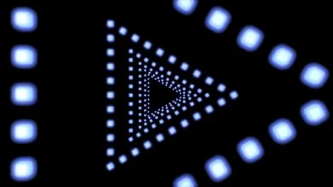 Blue neon lights, led, triangle tunnel, 3d rendering illustration Stock Illustration