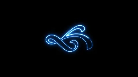 Blue neon line motion graphic swirl element glowing on black background. Vidéo 337330921