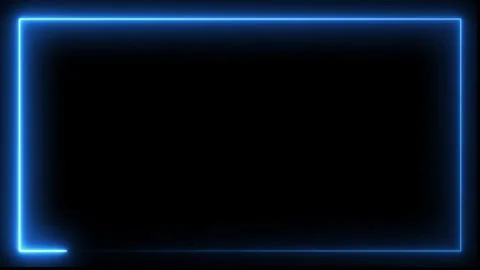 Blue neon line rectangle animation looping on black background motion footage Vidéo 334907906