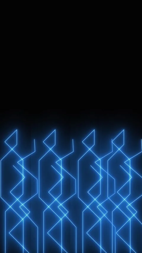 Blue neon lines forming geometric abstract patterns on black. Blue neon geo.. Vídeo Stock 344843649