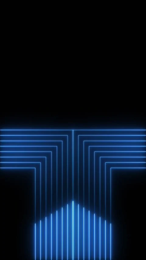 Blue neon lines forming geometric patterns on dark vertical background loop Vídeo Stock 344985393