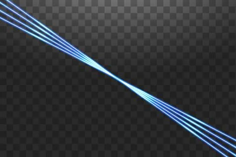 Blue neon lines with light effects isolated on black transparent background Stock Illustration