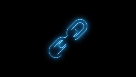 Blue Neon Link Icon Glowing on Black Background connection Stock Footage 320179629