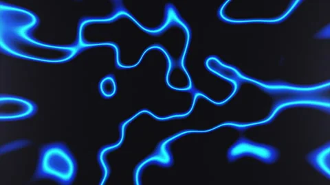 Blue neon liquid lines on black. Abstract glowing curve lines seamless motion. Stock Footage 304161693