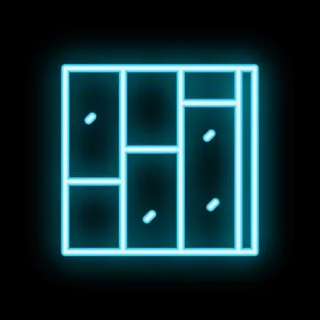 Blue neon locker showing school storage Stock Illustration