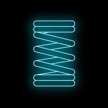 Blue neon metal spring compressing and expanding Stock Illustration