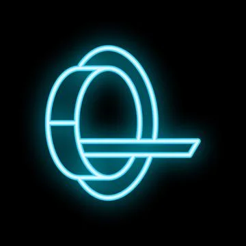 Blue neon mri scanner machine glowing on black background Stock Illustration