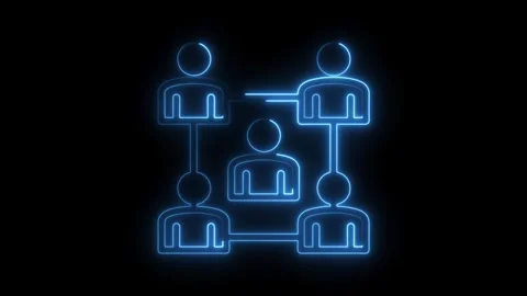Blue neon network concept of people connected on black background Stock Footage 308286660