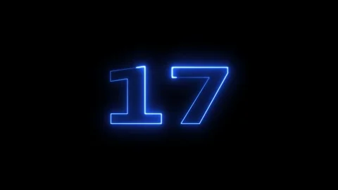 Blue neon number 17 countdown motion. Vidéo 331897627