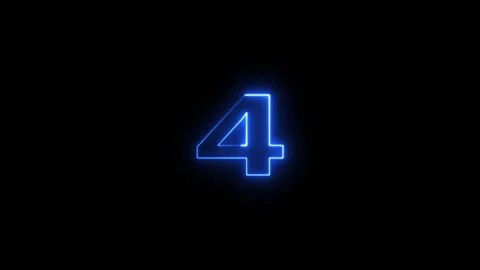 Blue neon number four glows on black background. 動画素材 331897655