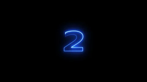 Blue neon number two glowing in darkness. Vidéo 331897600