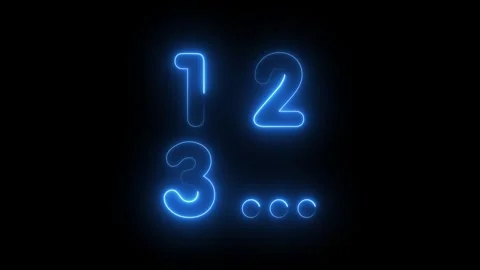 Blue neon numbers one two three on black background Stock Footage 345626743