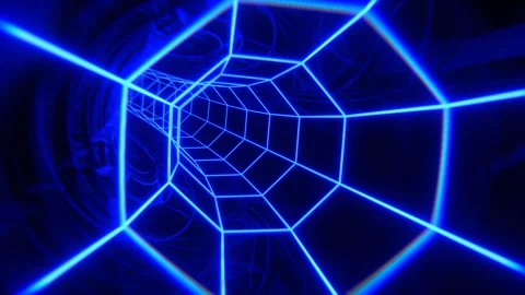Blue Neon Octagonal Torus Tunnel Background VJ Loop l 4K Stock Footage 294918648