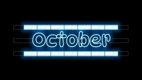 Blue neon october animation Stock-Footage 242390219