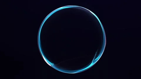Blue neon orb with subtle red highlights and a dark center delivers a premi.. Stock Footage 337611097