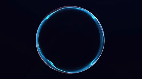 Blue neon orb with subtle red highlights frames a dark central space, provi.. Stock Illustration