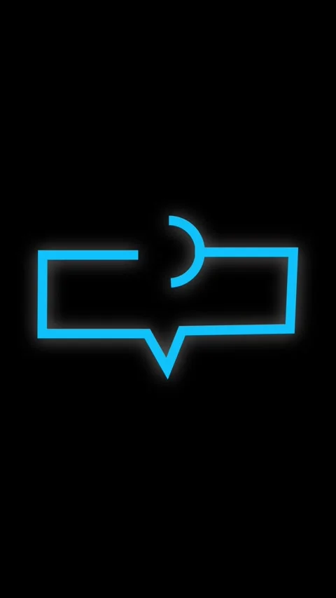 Blue Neon Outline of a Speech Bubble with Crescent Shape on vertical mobile.. Stock Footage 321721557