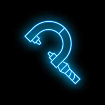 Blue neon outside micrometer on a black background Stock Illustration