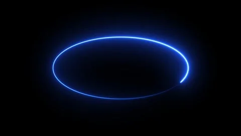 Blue neon oval light form rotates on black background abstract motion. Vídeos de archivo 334906969