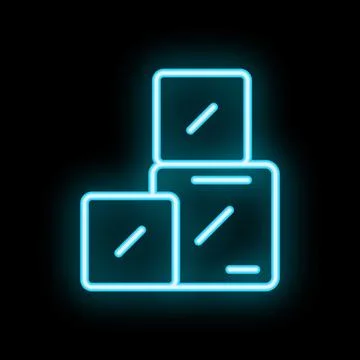 Blue neon parcel boxes stacked over black background イラスト素材