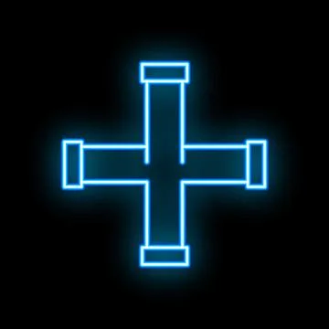 Blue neon pipe connecting system on a black background Stock Illustration
