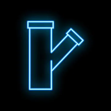 Blue neon pipe fitting glowing on a black background Stock Illustration