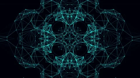 Blue Neon Polygon Background.  Art Pattern Animation. 4K Abstract Kaleida Stock Footage 60230471