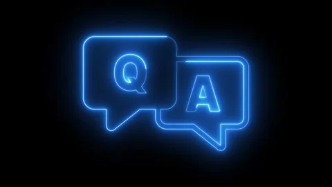 Blue neon QA speech bubbles on dark background for QnA session design, digi.. Stock Footage 309845640