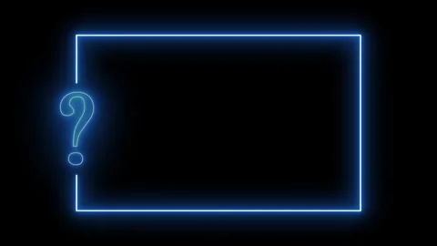 Blue neon question mark and rectangular frame animation flickering on black.. 库存影片 335023130
