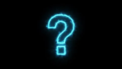 Blue Neon Question Mark Animation - Glowing Electric Light Loop Stock Footage 333513951
