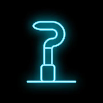 Blue neon question mark glowing on black background Ilustração Stock