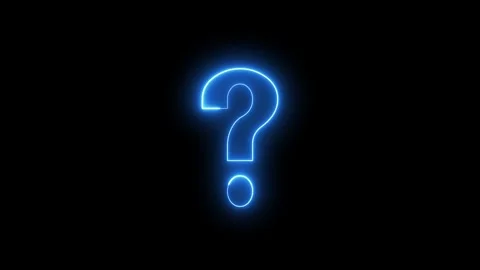 Blue neon question mark symbol glowing on dark black background. Stock-Footage 337081714