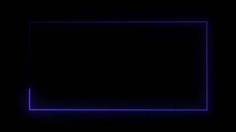 Blue Neon Rectangle Border on Black Background frame Stock Footage 317452438