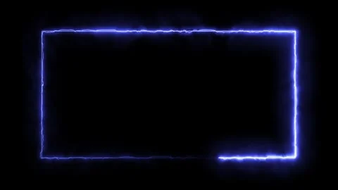 Blue Neon Rectangle Frame Animation | Glowing Electric Border on Black Backgroun Vídeos de archivo 341600501