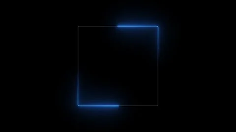 Blue Neon Rectangle Frame with Glowing Border on Dark Background. Futuristi.. Видео 331905220