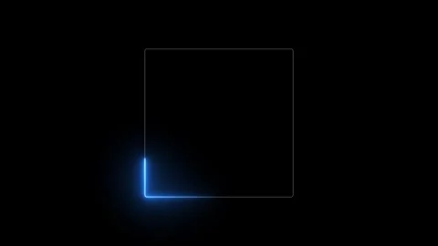 Blue Neon Rectangle Frame with Glowing Border on Dark Background. Futuristi.. Stock Footage 337915958