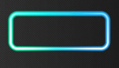 Blue neon rectangle frame with lights effects. Stock Illustration