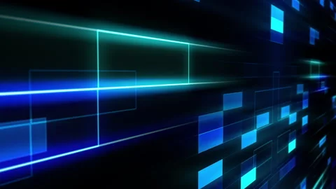 Blue Neon Rectangle Motion on Abstract Tech Background Stock Footage 287414349