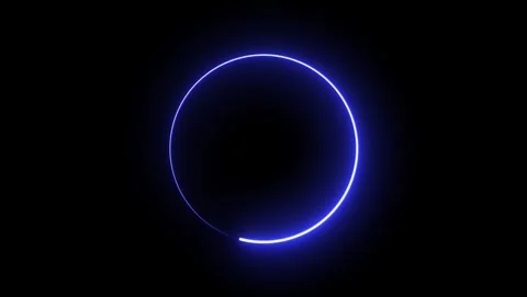 Blue Neon Ring with Gap on Black Background abstract Stock Footage 317452440